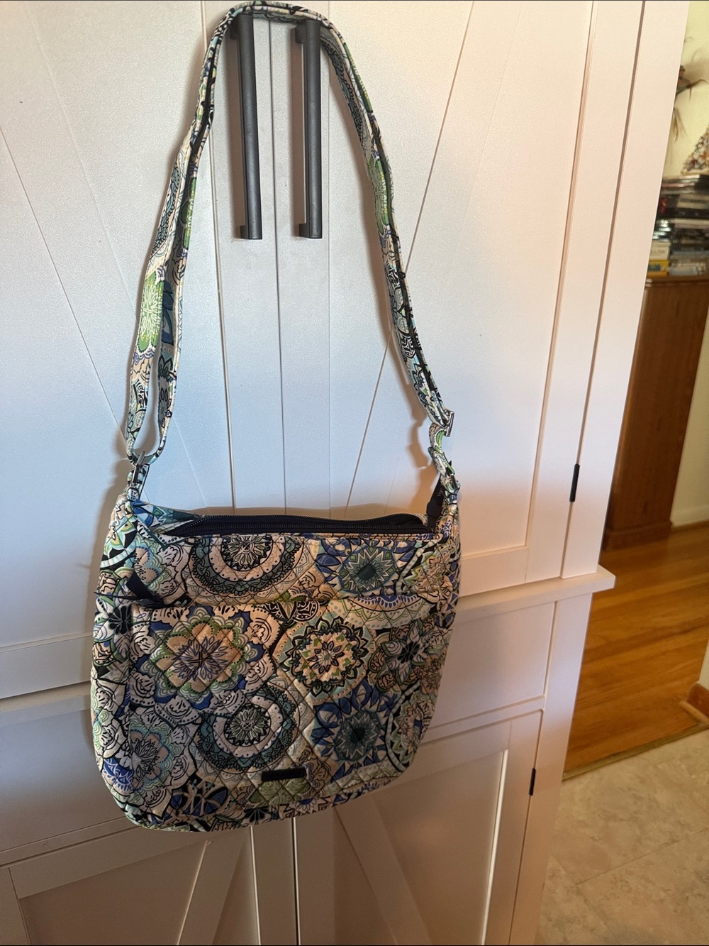 Vera Bradley Quilted Floral Medallion Crossbody in Blue and Green